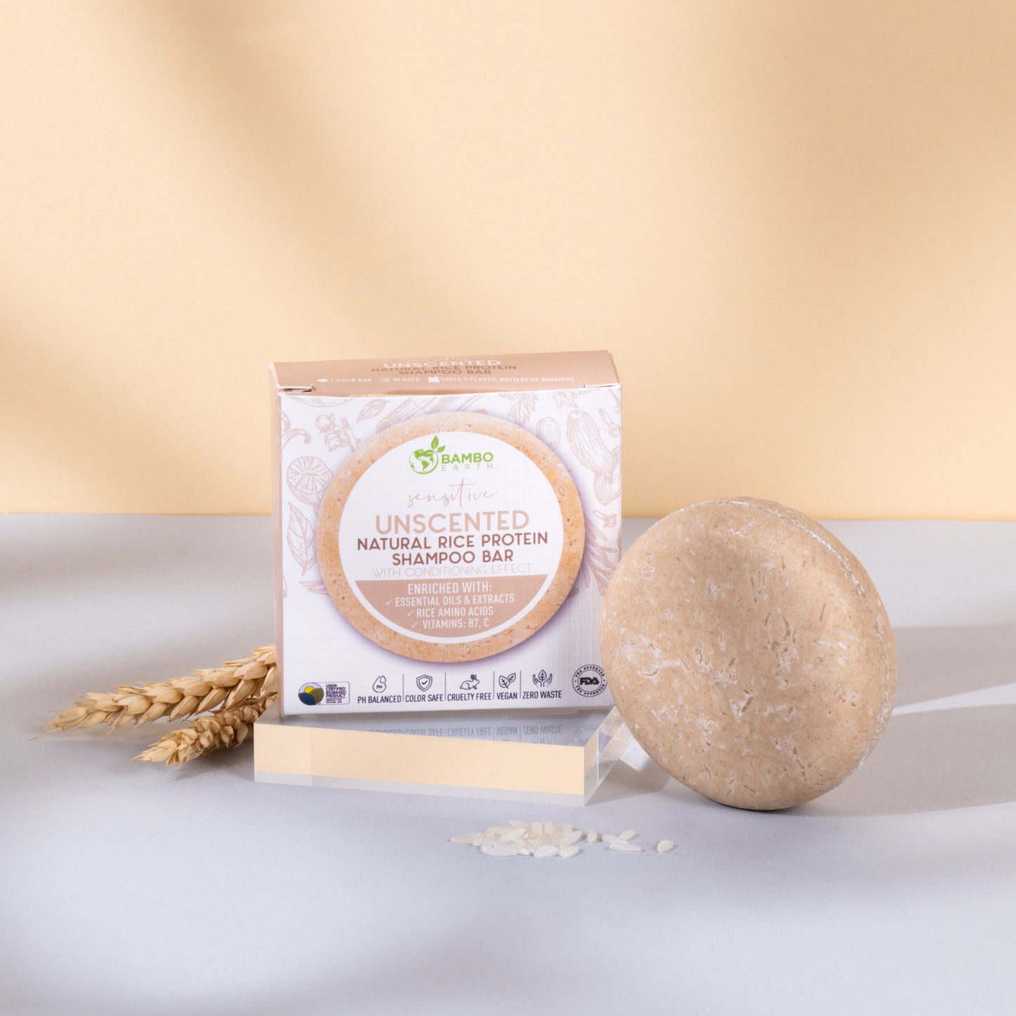 Natural Rice Protein Shampoo Bar (Bamboo Charcoal) (BG)