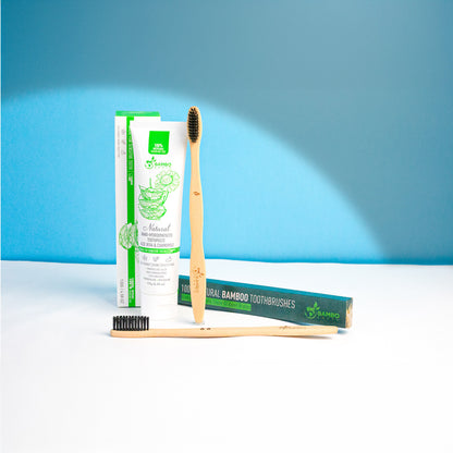 Dental Care Duo – Natural Toothpaste & Bamboo Toothbrush Set