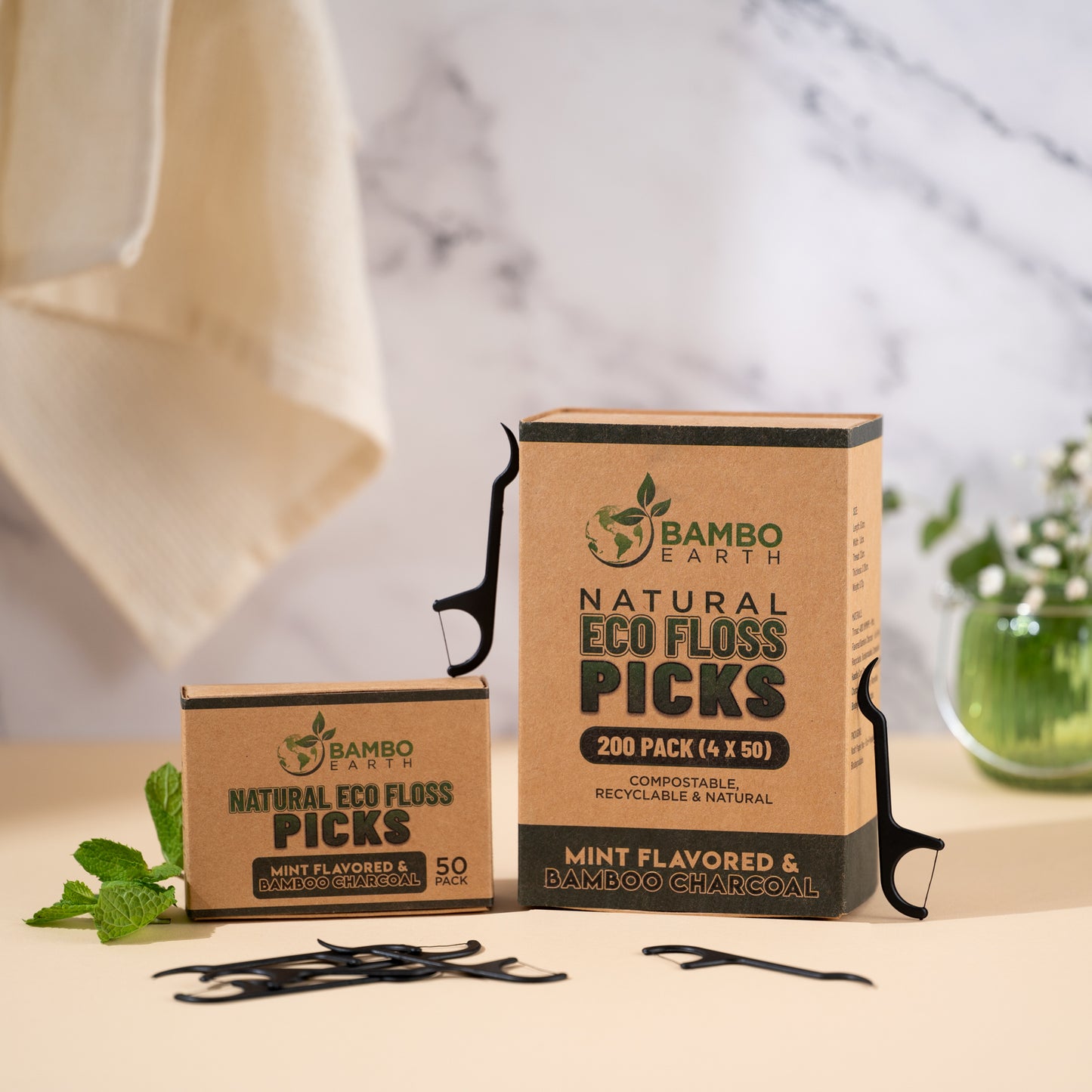 Floss Picks Charcoal & Mint (BG)
