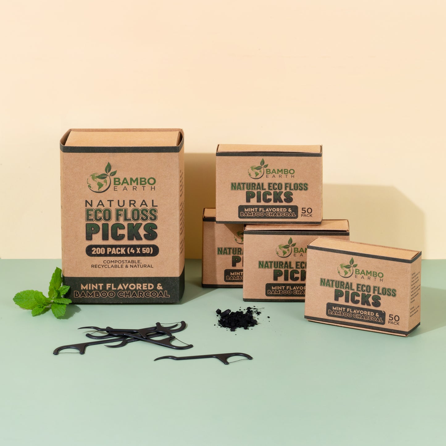 Floss Picks Charcoal & Mint (BG)